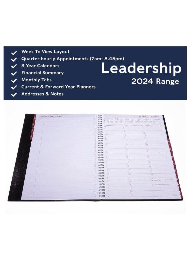 Collins Collins Leadership 2024 Diary A4 Week to View Business Planner (Appointments) - Business Planner and Organiser - January to December 2024 Diary - Weekly - Graphite - CP6740.99-24  - Image 3