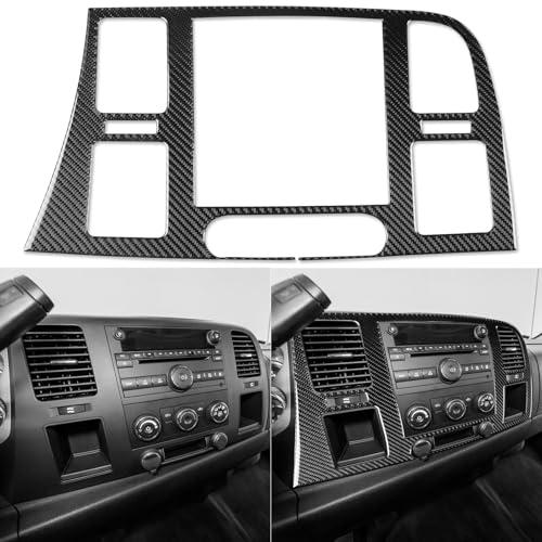 NVCNX Real Carbon Fiber Accessories for Chevy Silverado 1500 GMC Sierra 20072013 2008 2009 2010 2011 2012 Dash Center Air Vent Panel Cover Interior Trim Sticker Decal 1PC not for LTZSLTDenali - Image 1