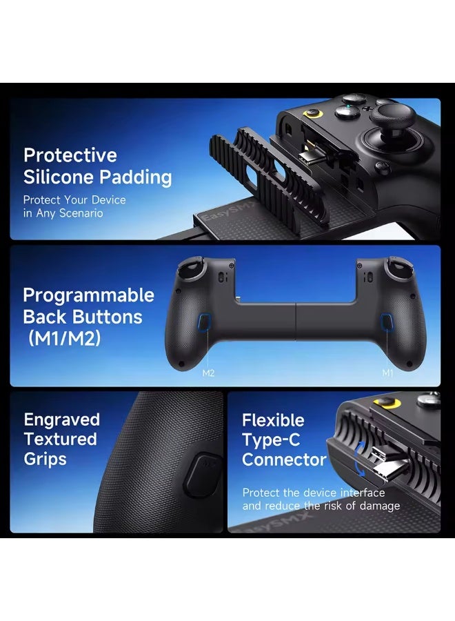 EasySMX M20 Type C Mobile Controller for Android/iPhone 15 Xbox Cloud Gaming, Telescopic Grip Fits Phones/Tablets up to 8.5" - Image 3