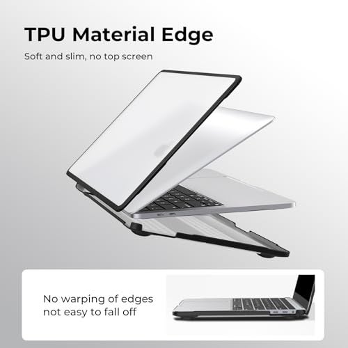 BlueSwan Anti-Cracking Hard Shell Case Compatible with MacBook Pro 13 inch, M2/M1 2025 2022-2017 A2338 A2289 A2251 A2159 A1989 A1706 A1708, Anti-Fingerprint Soft TPU Bumper, Frosted Clear - Image 3
