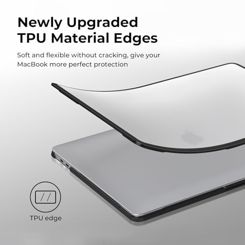 BlueSwan Anti-Cracking Hard Shell Case Compatible with MacBook Pro 13 inch, M2/M1 2025 2022-2017 A2338 A2289 A2251 A2159 A1989 A1706 A1708, Anti-Fingerprint Soft TPU Bumper, Frosted Clear - Image 5