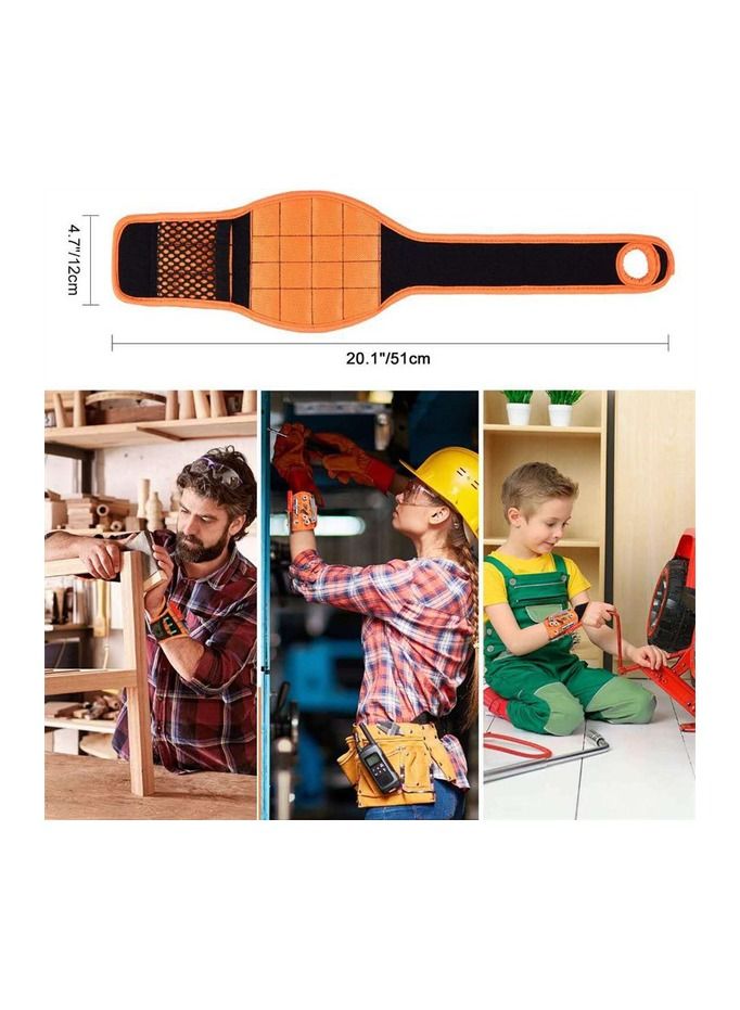 1-Piece Upgrade 16-Magnets Strong Magnetic Wristband Portable Tool,Electrican Wrist Strap Screws Nails Drill Bits Suction Holder - Image 4