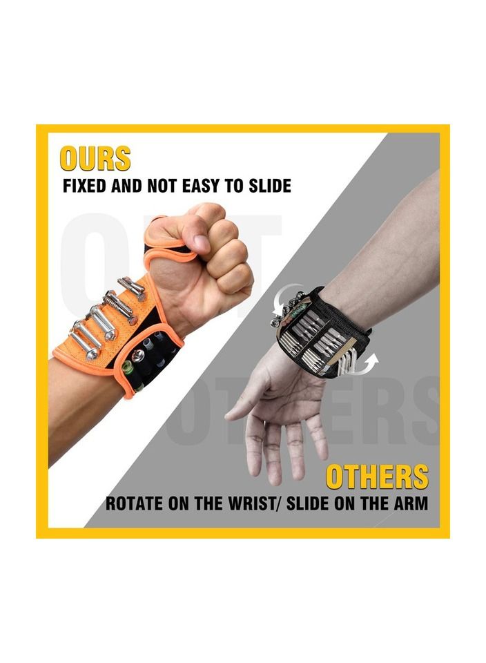 1-Piece Upgrade 16-Magnets Strong Magnetic Wristband Portable Tool,Electrican Wrist Strap Screws Nails Drill Bits Suction Holder - Image 2