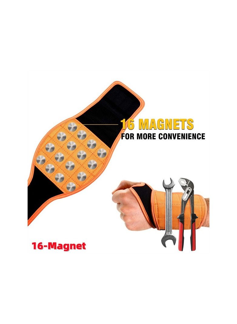 1-Piece Upgrade 16-Magnets Strong Magnetic Wristband Portable Tool,Electrican Wrist Strap Screws Nails Drill Bits Suction Holder - Image 1