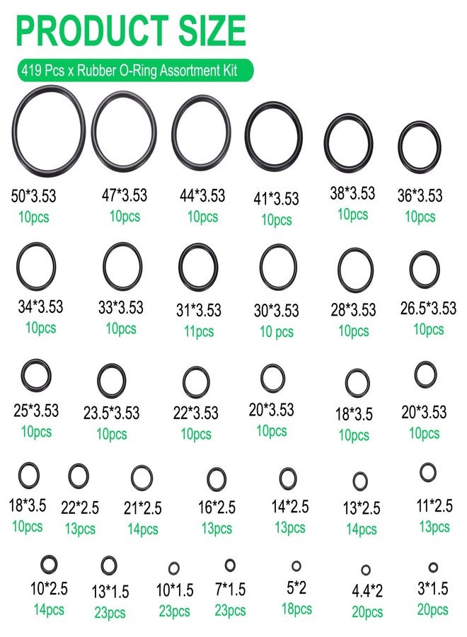 باتيكيل مجموعة متنوعة من حلقات النتريل المطاطية من باتيكيل، مجموعة حشوات الختم، 419 قطعة - Image 2