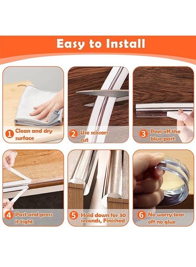 شريط حماية الحواف بطول 2 متر مع واقيات زوايا مقاس 7.9 بوصة، حماية للأطفال من الأثاث، لاصق مُلصق مسبقًا للزوايا والحواف الحادة - Image 5