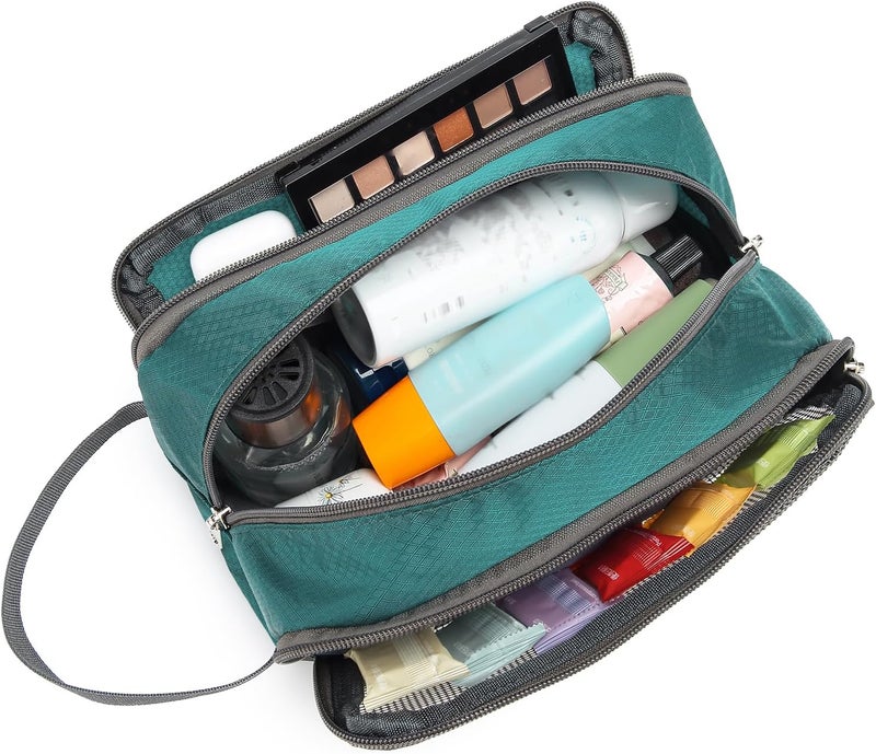 Yeiotsy Travel Toiletry Bag for Men - Ultra-thin Dopp Kit with Mesh Pockets, Compact Shaving Organizer for Gym/Camping/Hiking (Emerald Green) - Image 2