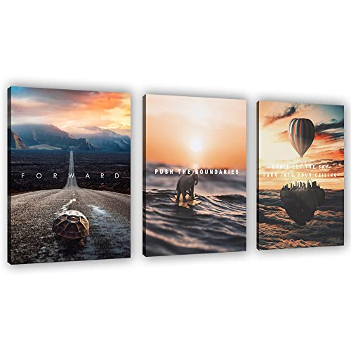 Yetaryy Motivational Wall Decor Poster Inspirational Wall Art 3 Pieces Canvas Wall Painting Artwork for Living Room Bedroom Office Home Decor Prints Pictures Wall Decor Framed Ready to Hang 36Wx 16H - Image 1