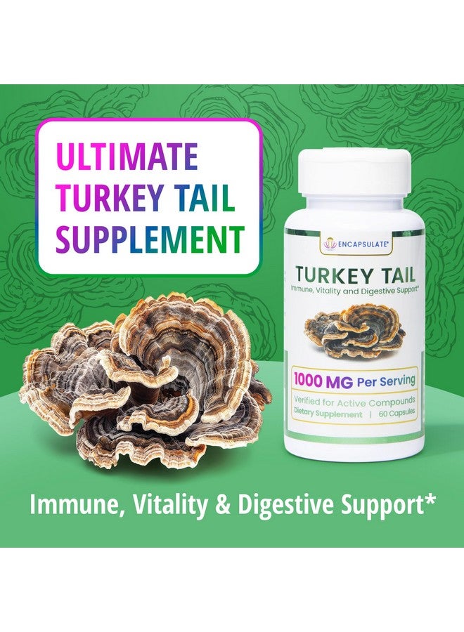 ENCAPSULATE Turkey Tail Capsules 8:1 Extract - Premium Organic Fruiting Body 8:1 Extract - Adaptogen Mushroom Supplement for Digestive, Gut & Immune Support - Lab Tested & Non-GMO - 60 Vegan Capsules - Image 3