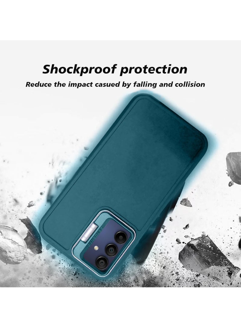 Techie Stylish Silicone Cover with Camera Stash Stand Case for Samsung Galaxy A15 - Dark Green - Image 3