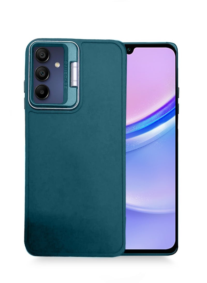 Techie Stylish Silicone Cover with Camera Stash Stand Case for Samsung Galaxy A15 - Dark Green - Image 1