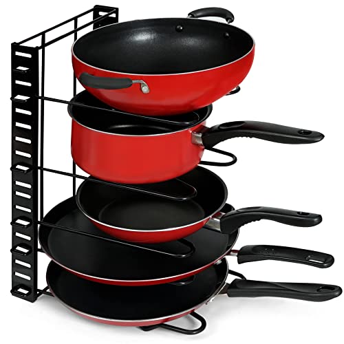 ABOUT SPACE 8-tier Cast Iron Pan Organizer Rack for Kitchen Storage | DIY Pots and Pans Organizer for Kitchen | Adjustable Dosa Tawa Stand for Cooker, Lids, Cutting Boards (L 54 x B 20.5 x H 38 cm) - Image 5