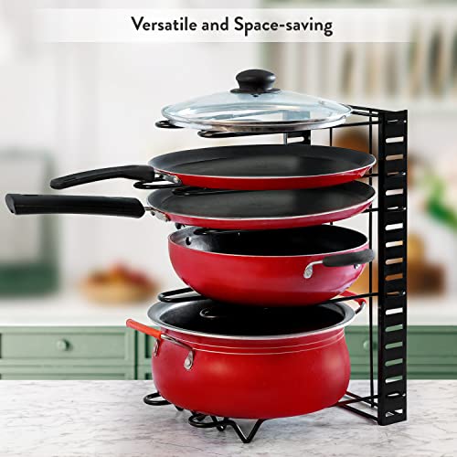 ABOUT SPACE 8-tier Cast Iron Pan Organizer Rack for Kitchen Storage | DIY Pots and Pans Organizer for Kitchen | Adjustable Dosa Tawa Stand for Cooker, Lids, Cutting Boards (L 54 x B 20.5 x H 38 cm) - Image 3