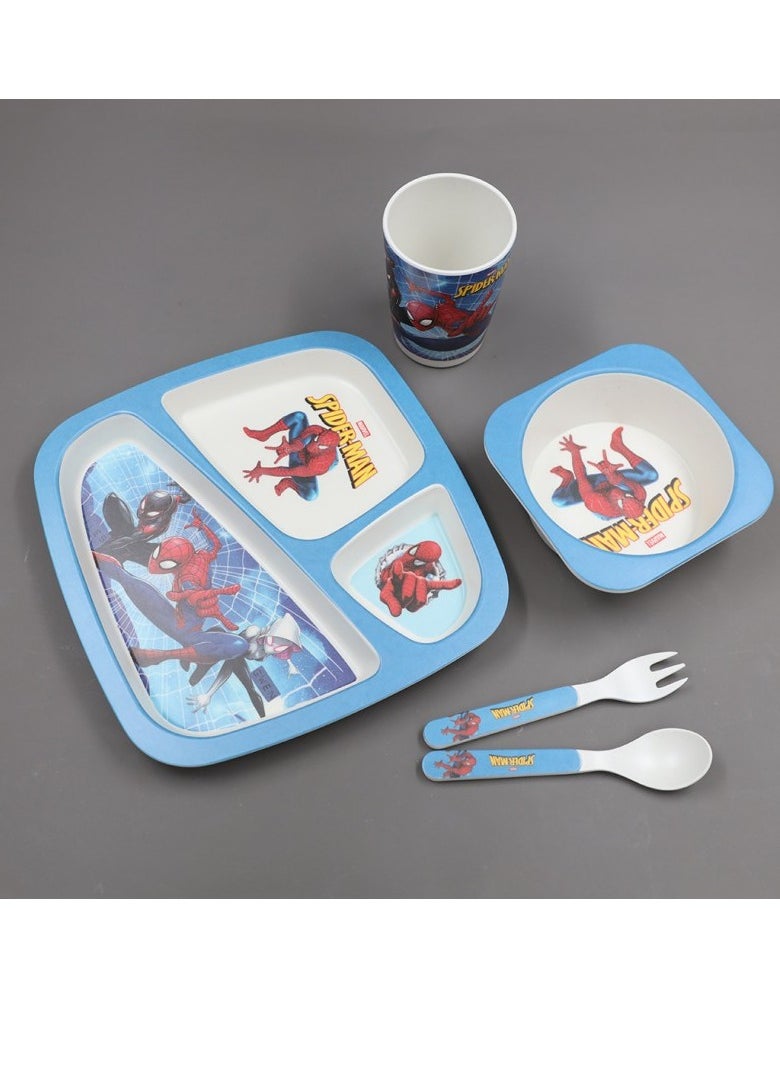TD HOME - 5-Piece Eco-Friendly Spider-Man Printed Baby Feeding Tableware Set For Newborn Baby - Image 1