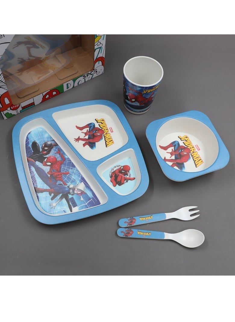 TD HOME - 5-Piece Eco-Friendly Spider-Man Printed Baby Feeding Tableware Set For Newborn Baby - Image 1