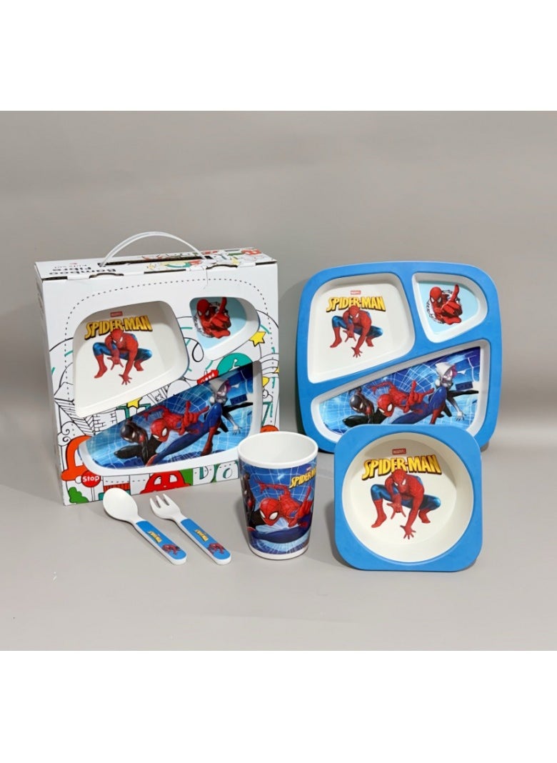 TD HOME - 5-Piece Eco-Friendly Spider-Man Printed Baby Feeding Tableware Set For Newborn Baby - Image 1