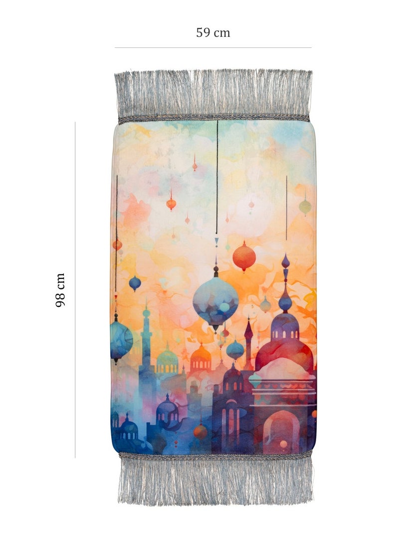 هلالفل سجادة صلاة للأطفال من هلال فول إنفينيت موسكس، مصنوعة من الإسفنج - ألوان متعددة | شرابات زرقاء داكنة | مقاومة للماء، قابلة للطي، مناسبة للحج والعمرة والسفر | سجادة صلاة مبطنة مانعة للانزلاق، مناسبة للجنسين، من 5 إلى 12 سنة - Image 2