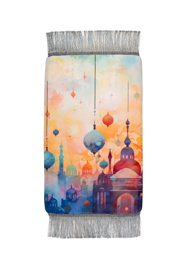 هلالفل سجادة صلاة للأطفال من هلال فول إنفينيت موسكس، مصنوعة من الإسفنج - ألوان متعددة | شرابات زرقاء داكنة | مقاومة للماء، قابلة للطي، مناسبة للحج والعمرة والسفر | سجادة صلاة مبطنة مانعة للانزلاق، مناسبة للجنسين، من 5 إلى 12 سنة - Image 1