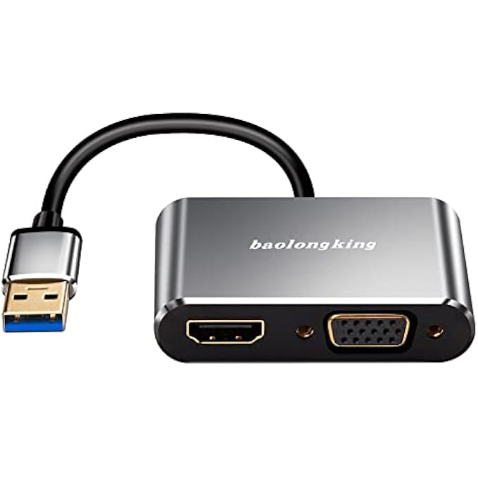 baolongking USB 3.0 TO HDMI+VGA ADAPTER WITH AUDIO OUTPUT, USB TO HDMI CONVERTER 1080P SUPPORT HDMI AND VGA SYNC OUTPUT FOR WINDOWS 7/8/10 (NO MAC/LINUX/VISTA/CHROME) - Image 1