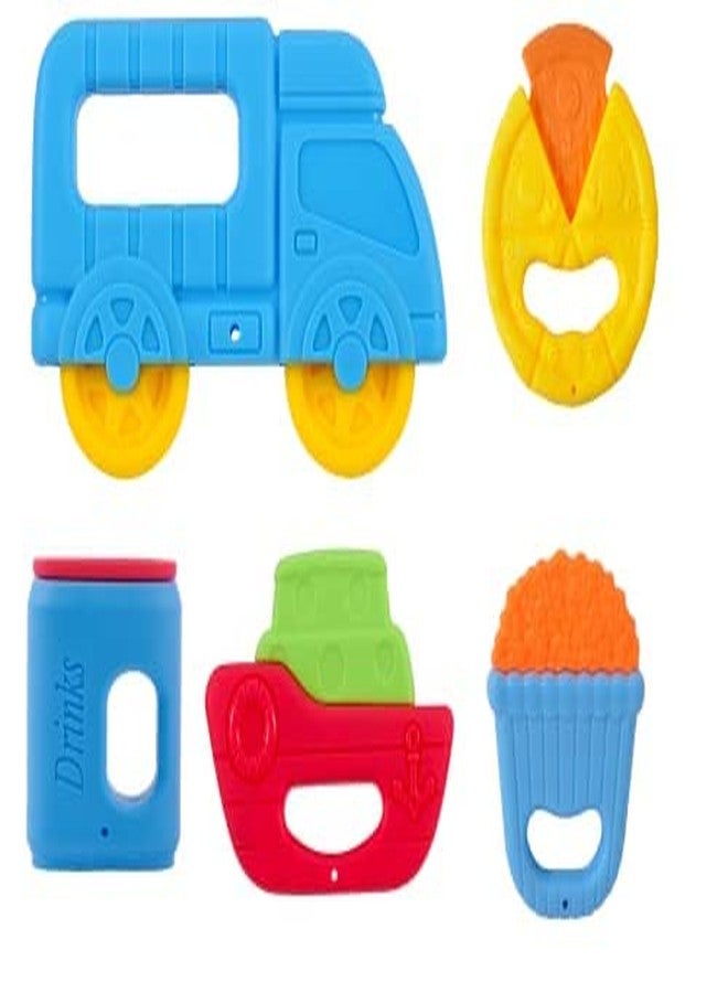 Gurbik Baby Rattle teether ABS Materials, Smooth Surface for Kids (Set of5) Multicolor - Image 1