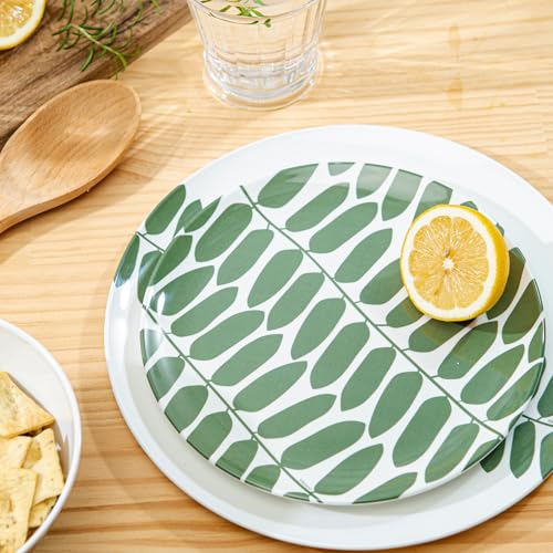 Bzyoo 12-Piece Melamine Dinnerware Set - Leaf | Lightweight, Durable, BPA-Free | Dishwasher Safe Dish Set for Indoor & Outdoor Use - Perfect for Camping, BBQs, Kids - Image 3