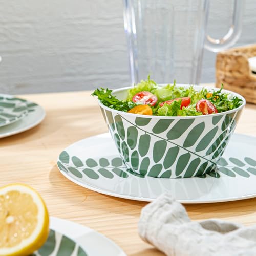 Bzyoo 12-Piece Melamine Dinnerware Set - Leaf | Lightweight, Durable, BPA-Free | Dishwasher Safe Dish Set for Indoor & Outdoor Use - Perfect for Camping, BBQs, Kids - Image 4