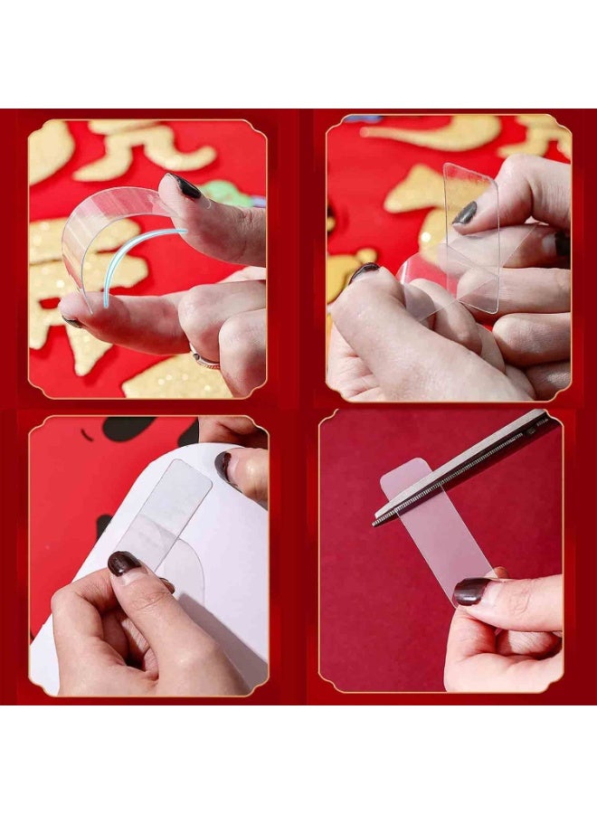 Happy Home 120 PCS Multifunctional Double Sided Adhesive Tape, Double Sided Tape Heavy Duty, Transparent Non-marking Stickers,Washable Double Sided Tape,Strong Sticky Wall Tape Strips Transparent Tape-2 box - Image 5