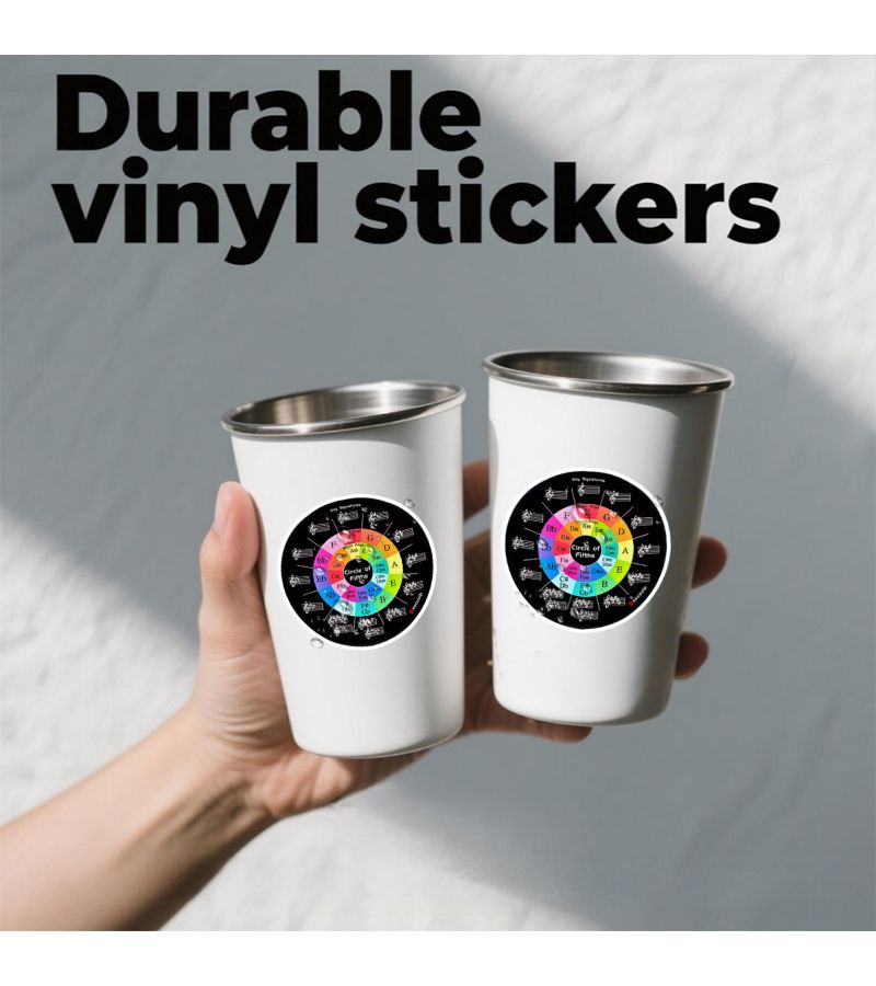 Music Theory Key Signature Vinyl Sticker 1pc Waterproof Sun Resistant Circle Of Fifths Decal For Music Lovers - Image 3
