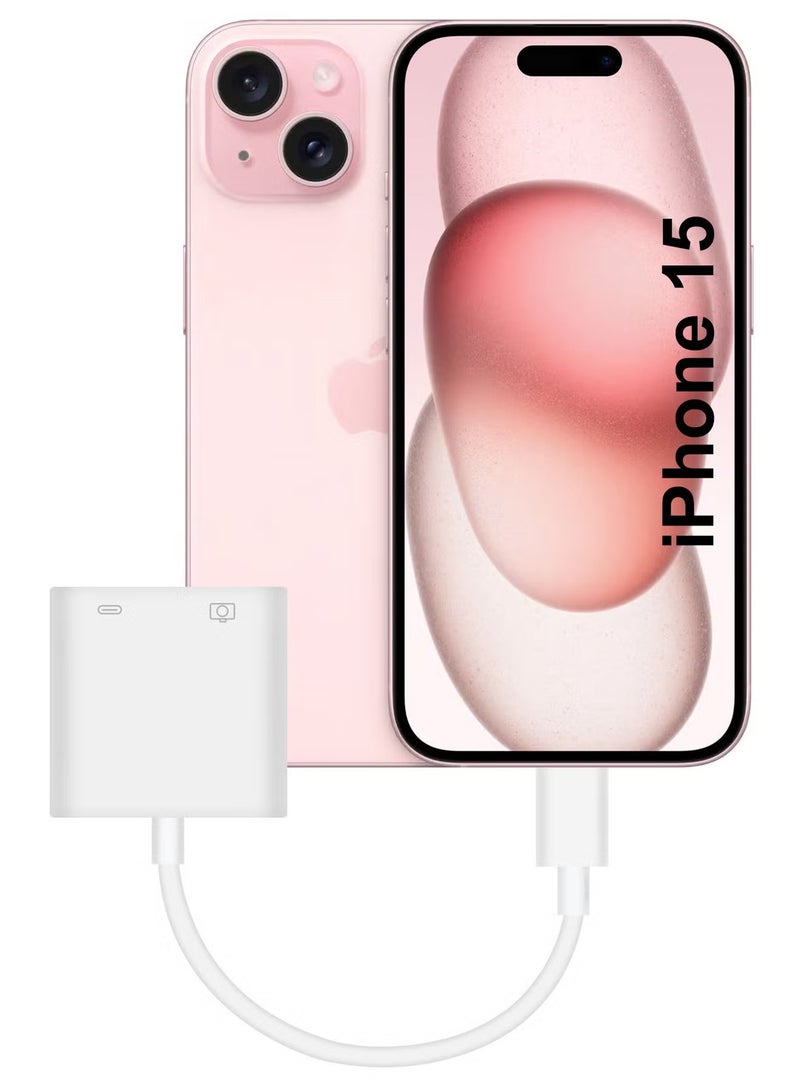 JAJEEK Apple iPhone 15 USB-C Camera Adapter Plug and Play 3.0 OTG Adapter with Charging Port - Supports Card Reader, USB Flash Drive, Keyboard, and Mouse - White | Fast Data Transfer, Compact & Durable, Easy to Use - Image 1