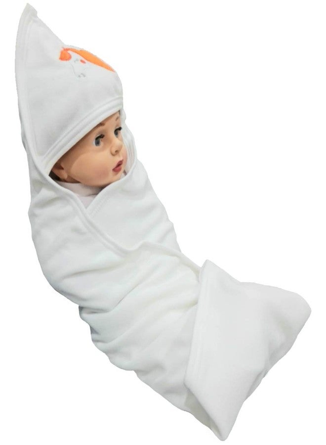 BRANDONN Baby Boy's and Girl's Terry Cotton Baby Bath Towel Cum Baby Wrapper Towel (White, Blue, 0-2 Years) - Combo of 2 - Image 5