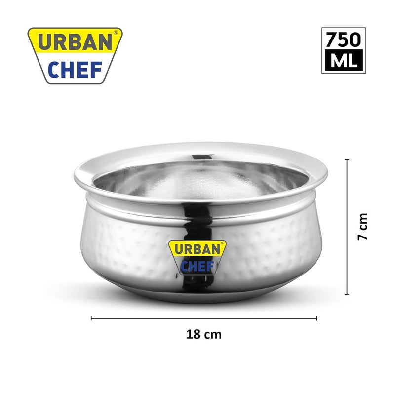 Urban Chef Essentials Food Serve Store Double Wall Stainless Steel Serving Dining Handi 750 ML - Image 3