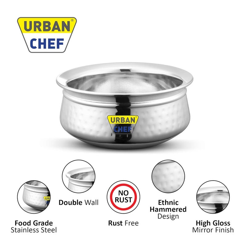 Urban Chef Essentials Food Serve Store Double Wall Stainless Steel Serving Dining Handi 750 ML - Image 4