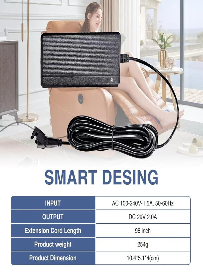 Ousaly Universal Power Cord for Wall Plug-in Recliner Chair-2-Pin Adapter for Lift Chair,Recliner Sofa,Recliner Couch,29V 2A Recliner Power Supply Compatible with Most Makes & Models ZB-H290020A-C ZBPOWER - Image 3