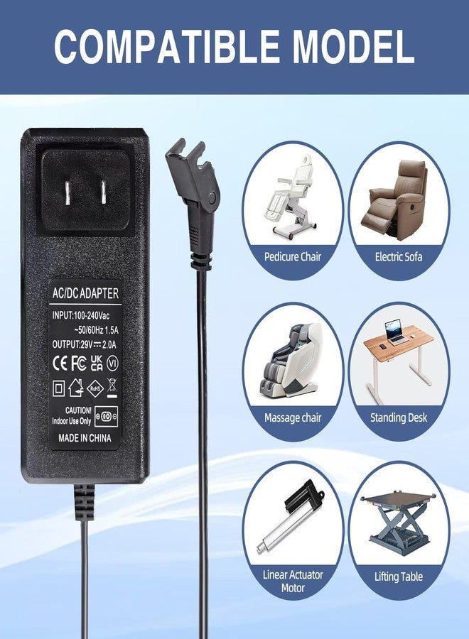 Ousaly Universal Power Cord for Wall Plug-in Recliner Chair-2-Pin Adapter for Lift Chair,Recliner Sofa,Recliner Couch,29V 2A Recliner Power Supply Compatible with Most Makes & Models ZB-H290020A-C ZBPOWER - Image 2