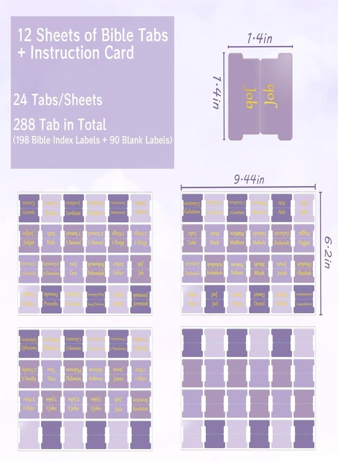 Starboling Bible Tabs,Purple Reposition Laminated Bible Tabs,Bible tabs for Women,Remove & Replace Bible Index Tabs,Easy to Read and Apply Bible Tabs for Women and Man（3Sets-Purple） - Image 2