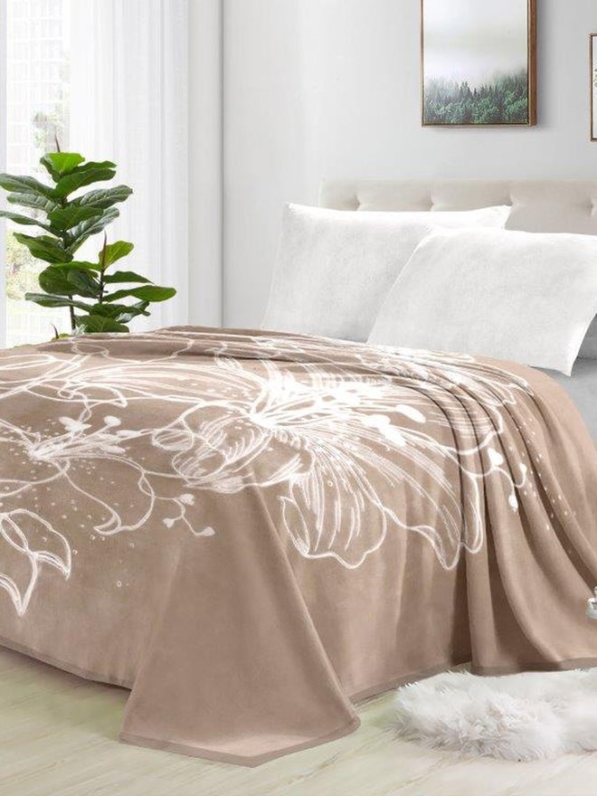 VALENTINI 2-Ply Embossed Blanket King 200X240Cm - Cappuccino