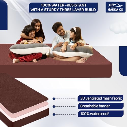 GADDA CO Single Bed Waterproof Mattress Protector | Ultra Soft Cotton Feel Terry | Breathable & Hypoallergenic | 75x36 inch (6.25x3 ft) | Coffee | Pack of 1 - Image 4