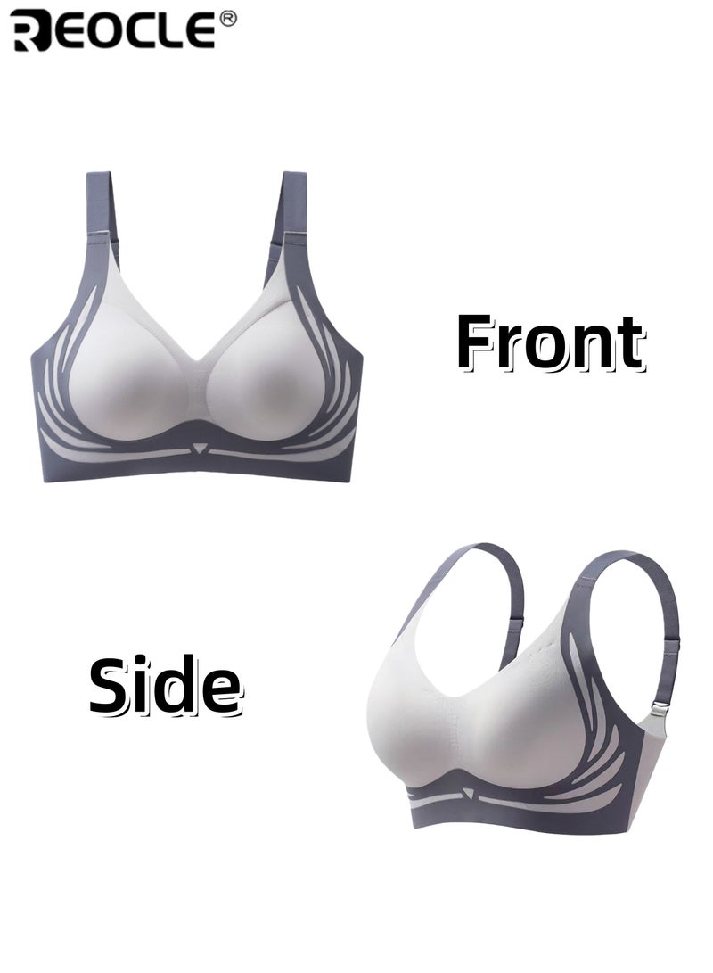 REOCLE Women's Seamless Push-Up Bra with Stylish Pattern Design Comfortable Wireless Bra for Daily Wear Casual & Active Styling - Image 5