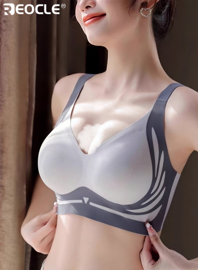 REOCLE Women's Seamless Push-Up Bra with Stylish Pattern Design Comfortable Wireless Bra for Daily Wear Casual & Active Styling - Image 2