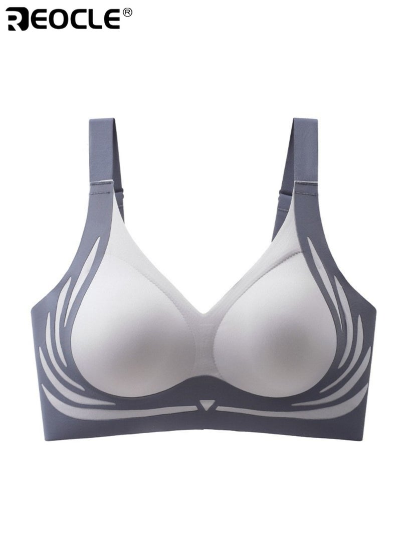 REOCLE Women's Seamless Push-Up Bra with Stylish Pattern Design Comfortable Wireless Bra for Daily Wear Casual & Active Styling - Image 1
