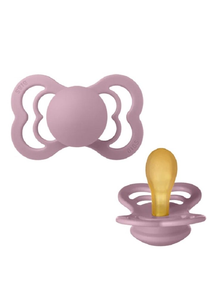 Baby - BIBS  Latex Symmetrical Pacifier Size 2  6-18 Months Set of 2 Lilac/lotus color - Image 1