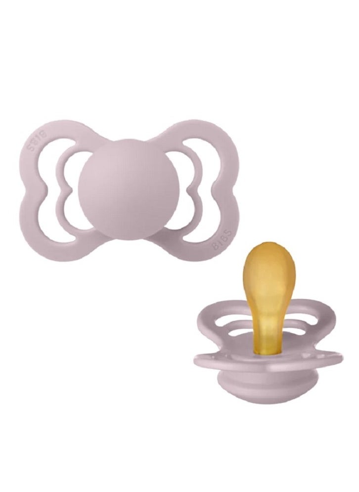 Baby - BIBS  Latex Symmetrical Pacifier Size 2  6-18 Months Set of 2 Lilac/lotus color - Image 1