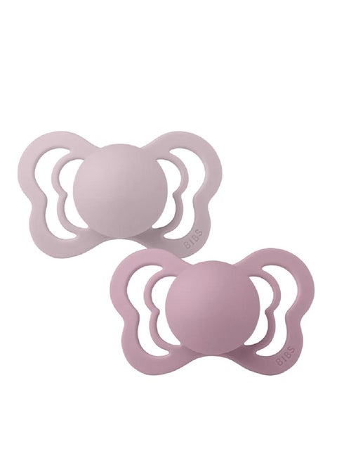 BIBS  Latex Symmetrical Pacifier Size 2  6-18 Months Set of 2 Lilac/lotus color