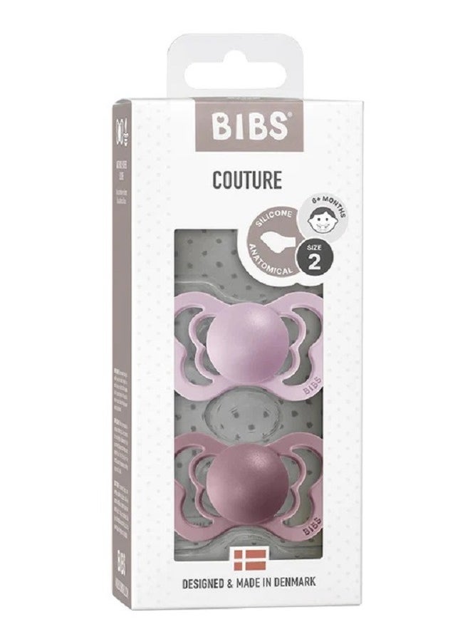 Baby - BIBS  Latex Symmetrical Pacifier Size 2  6-18 Months Set of 2 Lilac/lotus color - Image 1