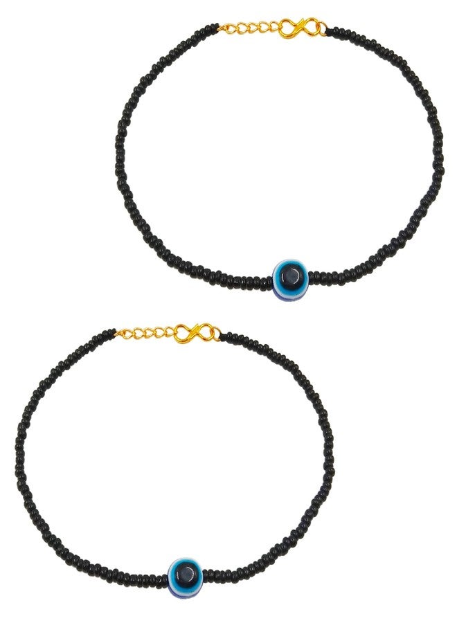 JHB Black Beads With Evil Eye Nazariya Payal Anklet for Women and Girls - Image 2