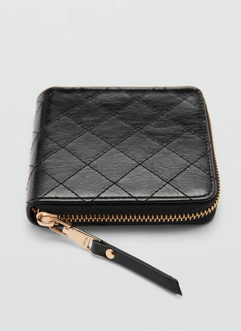 MANGO Decorative Stitching Wallet