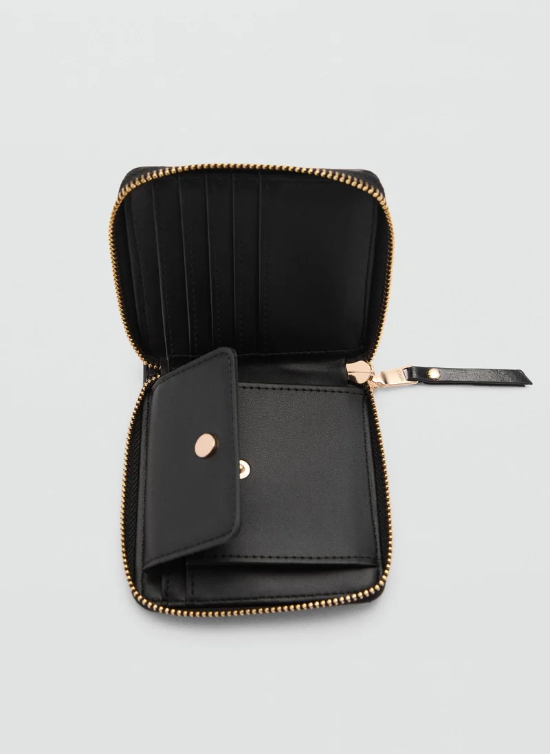 MANGO Decorative Stitching Wallet
