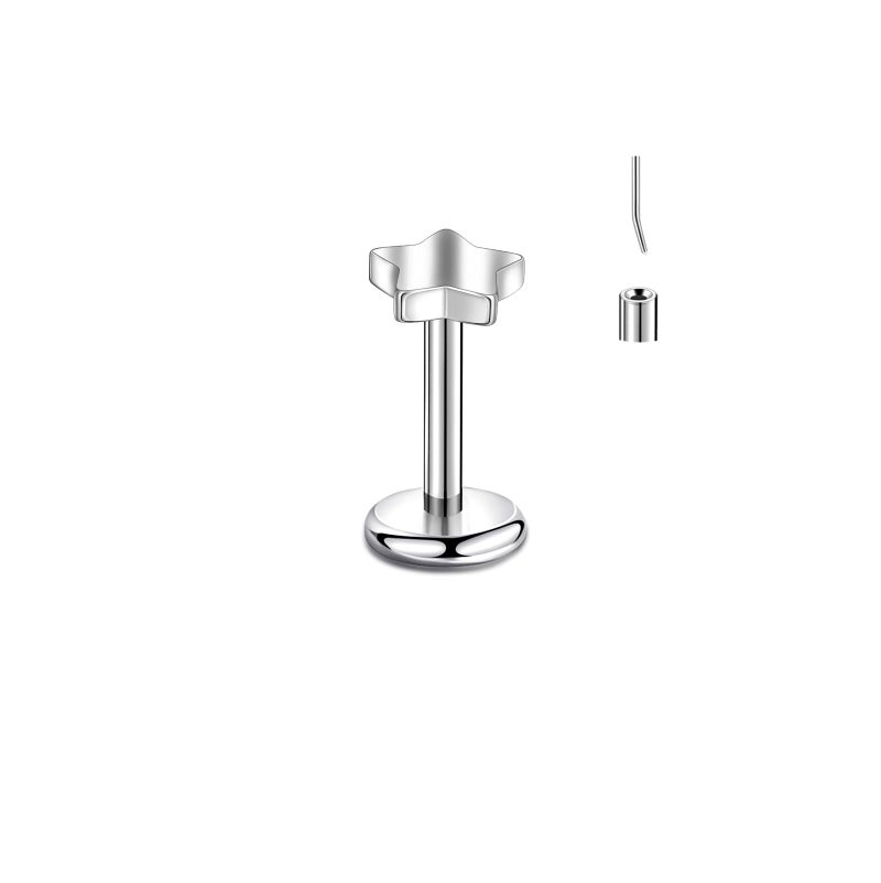 Lantine Titanium Threadless Push in Flat Back Nose Ring Stud 20g 6mm Earrings Lip Cartilage Helix Daith Piercing Jewelry - Image 1