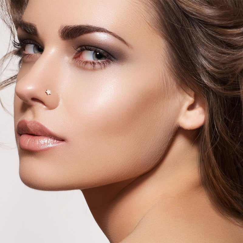 Lantine Titanium Threadless Push in Flat Back Nose Ring Stud 20g 6mm Earrings Lip Cartilage Helix Daith Piercing Jewelry - Image 2