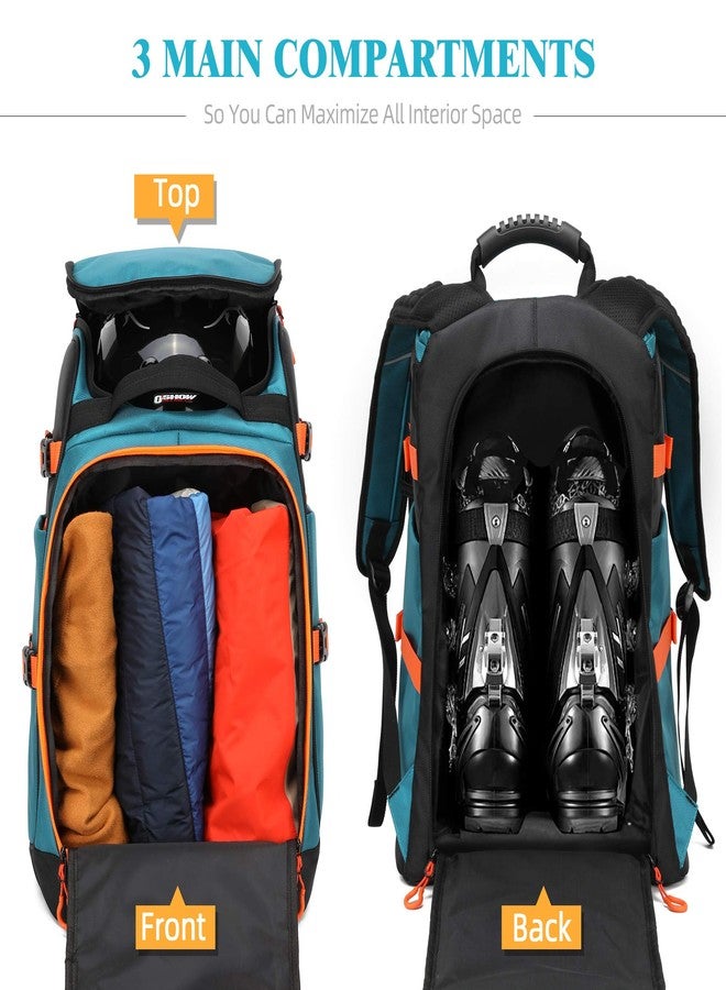 TurnWay Ski/Snowboard Boot Backpack/Ski Boot Backpack | Excellent for Store All Gear | Travel with Waterproof Exterior, Reflective Strip for Men, Women and Youth(Blue-Orange) - Image 3